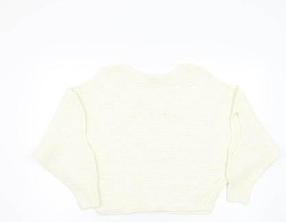 Back view of Miss Selfridge women’s ivory jumper, size UK 14, - cutout detail