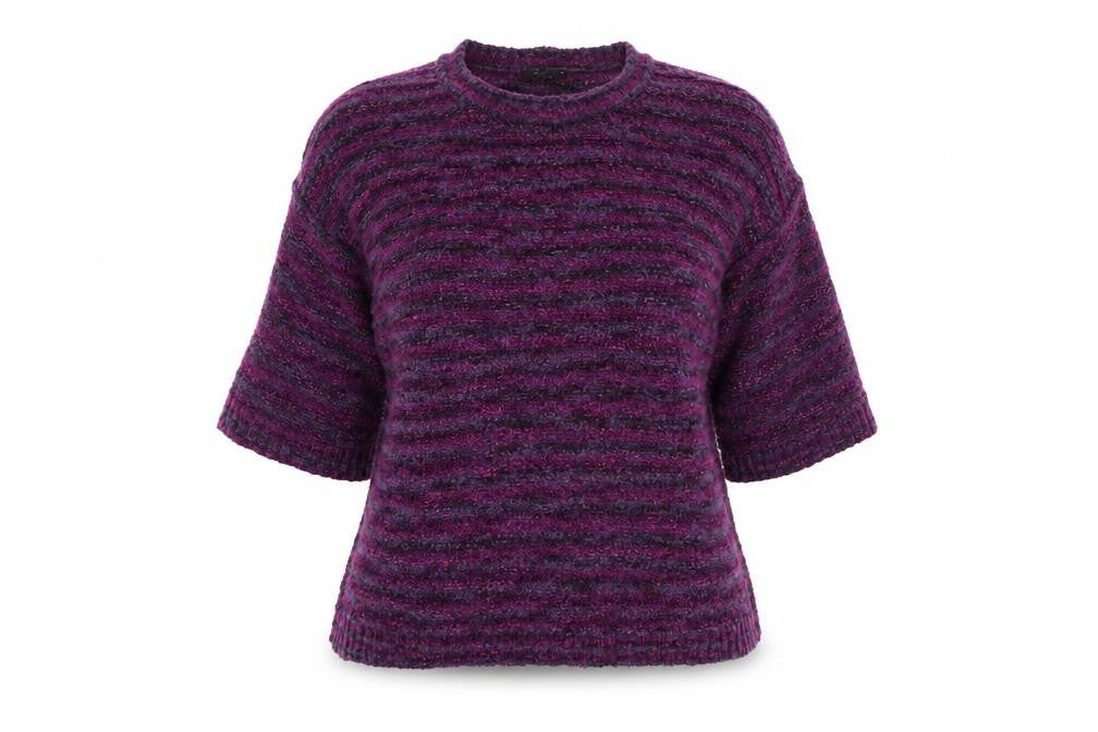 Bonmarché Womens Purple Striped Pullover Jumper Size XL