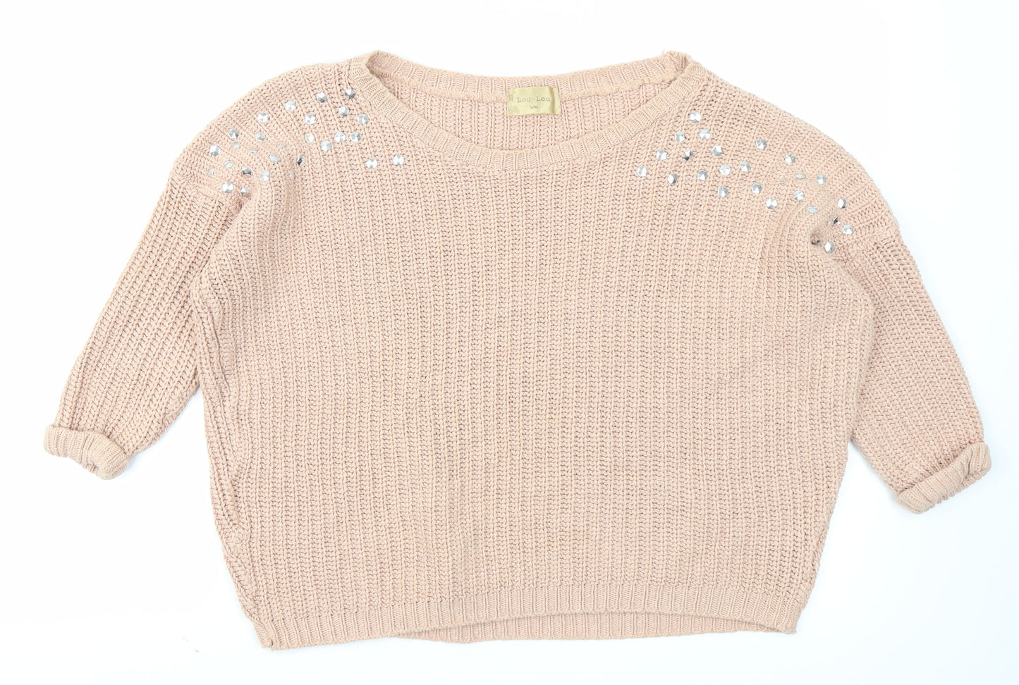 Lou-Lou Womens Pink  Knit Pullover Jumper Size S