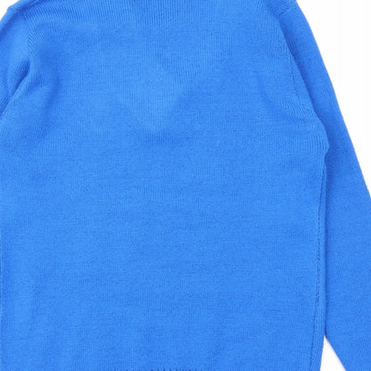 Brand and care label for CHIC women’s blue jumper, size S