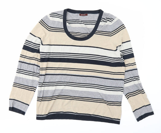 Savoir Womens Grey Striped  Pullover Jumper Size 16