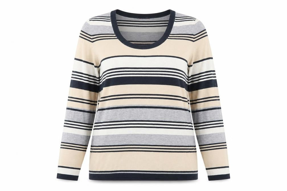 Savoir Womens Grey Striped  Pullover Jumper Size 16