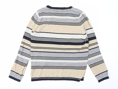 Back view of Savoir women’s grey striped jumper, size UK 16