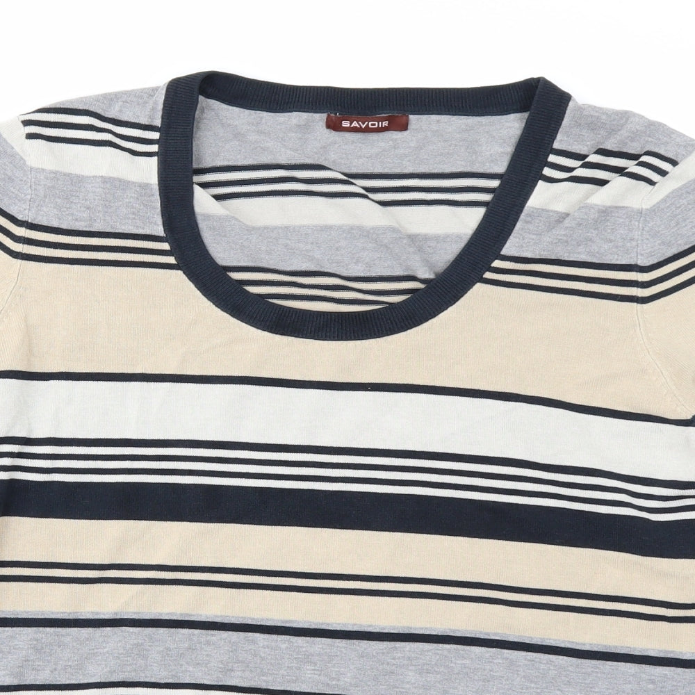 Savoir Womens Grey Striped  Pullover Jumper Size 16