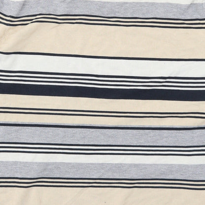 Brand and care label for Savoir women’s grey striped jumper, size UK 16