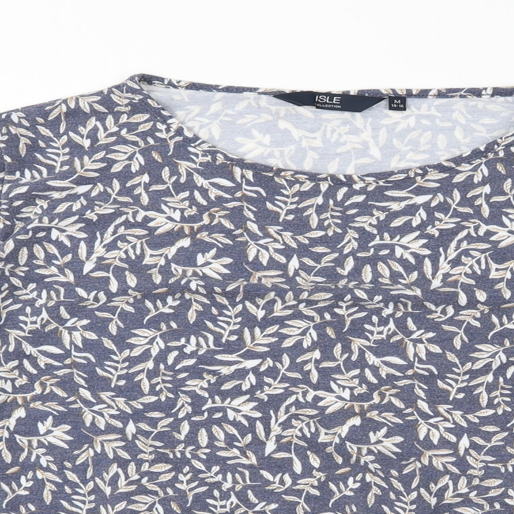 ISLE Womens Grey Floral Jersey Pullover Jumper Size M