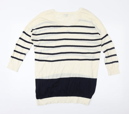 Preloved Warehouse Womens Ivory Striped Knit Pullover Jumper Size 14 - Back