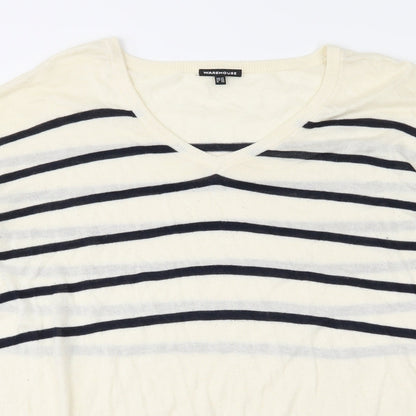 Preloved Warehouse Womens Ivory Striped Knit Pullover Jumper Size 14 - Detail