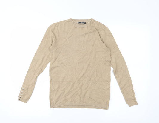 Zara Womens Beige  Jersey Basic T-Shirt Size 6