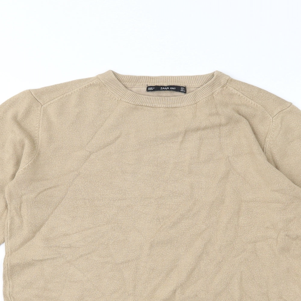 Zara Womens Beige  Jersey Basic T-Shirt Size 6