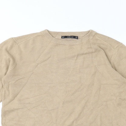 Zara Womens Beige  Jersey Basic T-Shirt Size 6