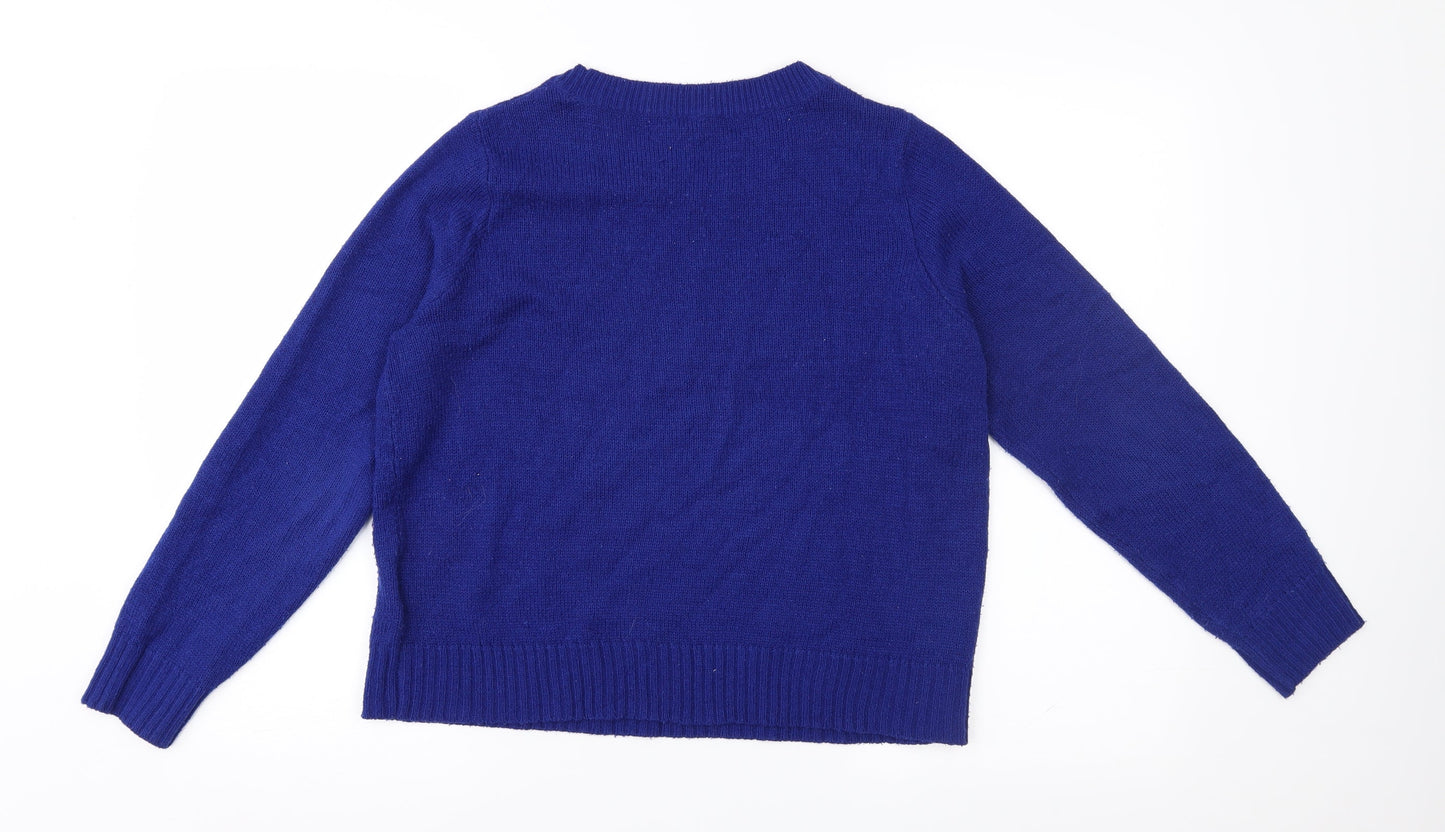 H&M Womens Blue  Knit Pullover Jumper Size 10