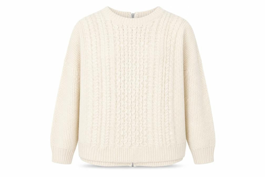 Warehouse Womens Ivory  Knit Full Zip Jumper Size L