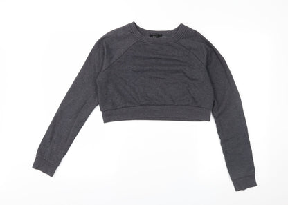 Preloved FOREVER 21 Womens Grey  Jersey Pullover Sweatshirt Size 6  - Cropped - Front