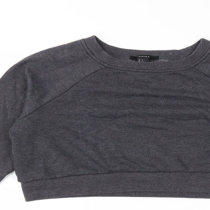 Preloved FOREVER 21 Womens Grey  Jersey Pullover Sweatshirt Size 6  - Cropped - Detail