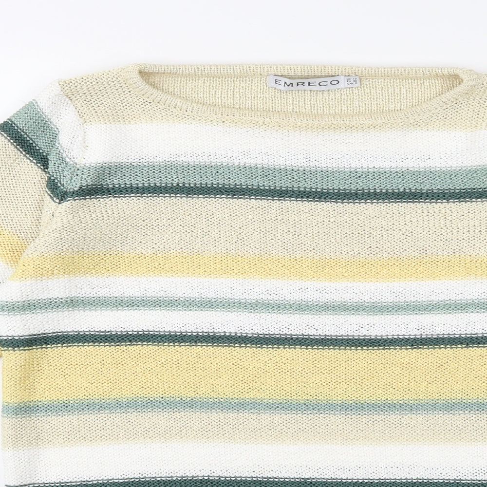Emreco Womens Multicoloured Striped Knit Pullover Jumper Size 10