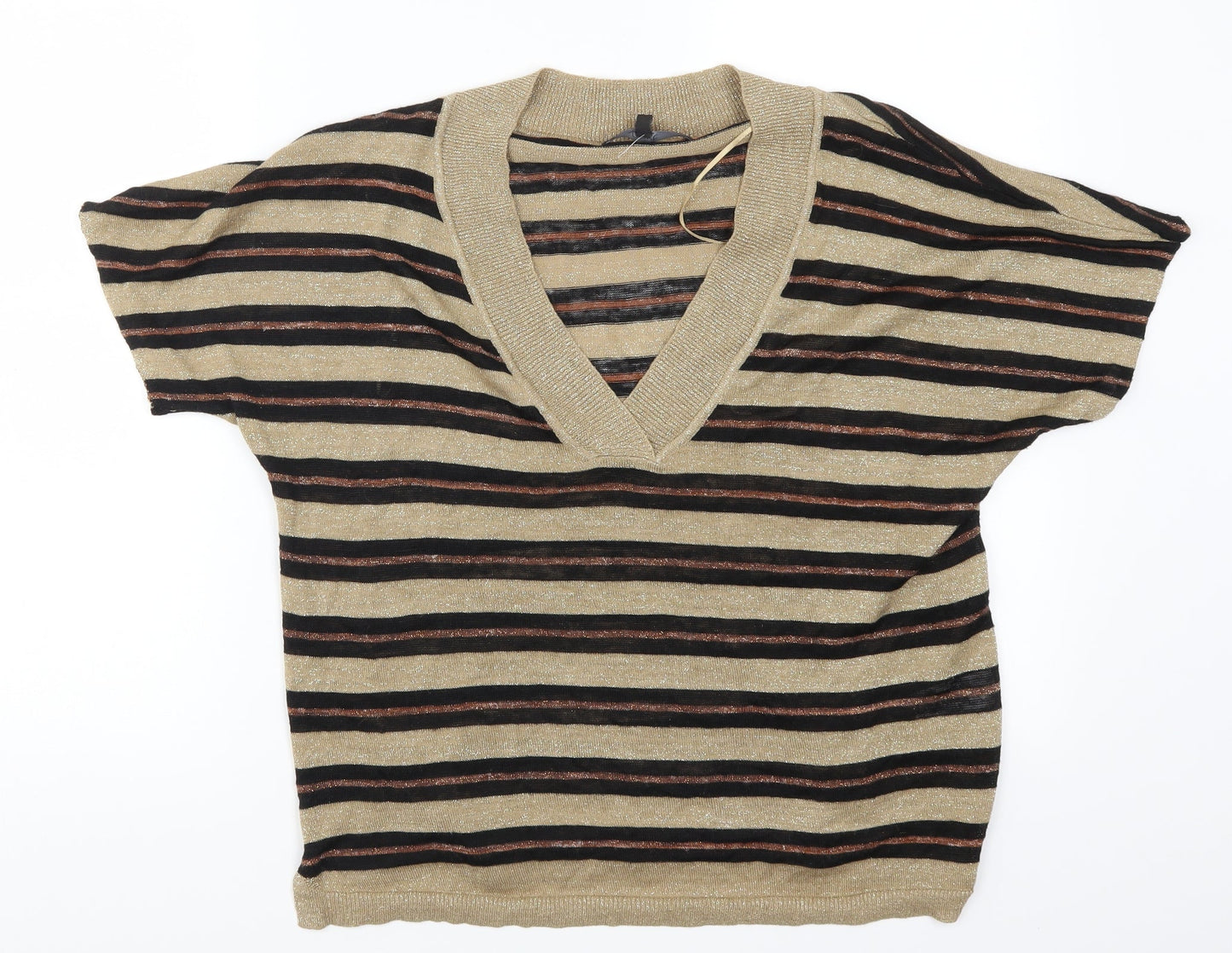 NEXT Womens Gold Striped  Pullover Jumper Size M