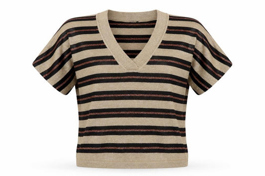 Next Womens Gold Striped  Pullover Jumper Size M