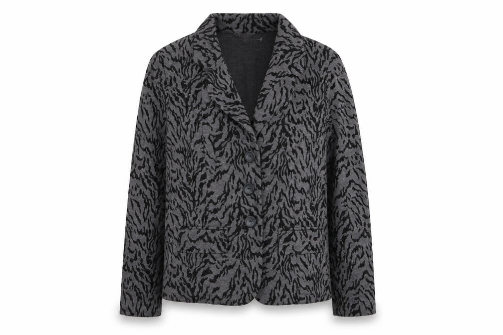 slima Womens Grey Animal Print  Jacket Blazer Size 14