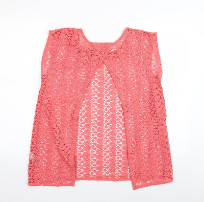 Back view of Papaya women’s pink floral basic t-shirt, size UK 10