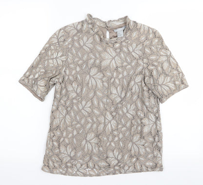 H&M Womens Brown Floral  Basic Blouse Size 4