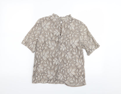 H&M Womens Brown Floral  Basic Blouse Size 4