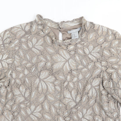H&M Womens Brown Floral  Basic Blouse Size 4