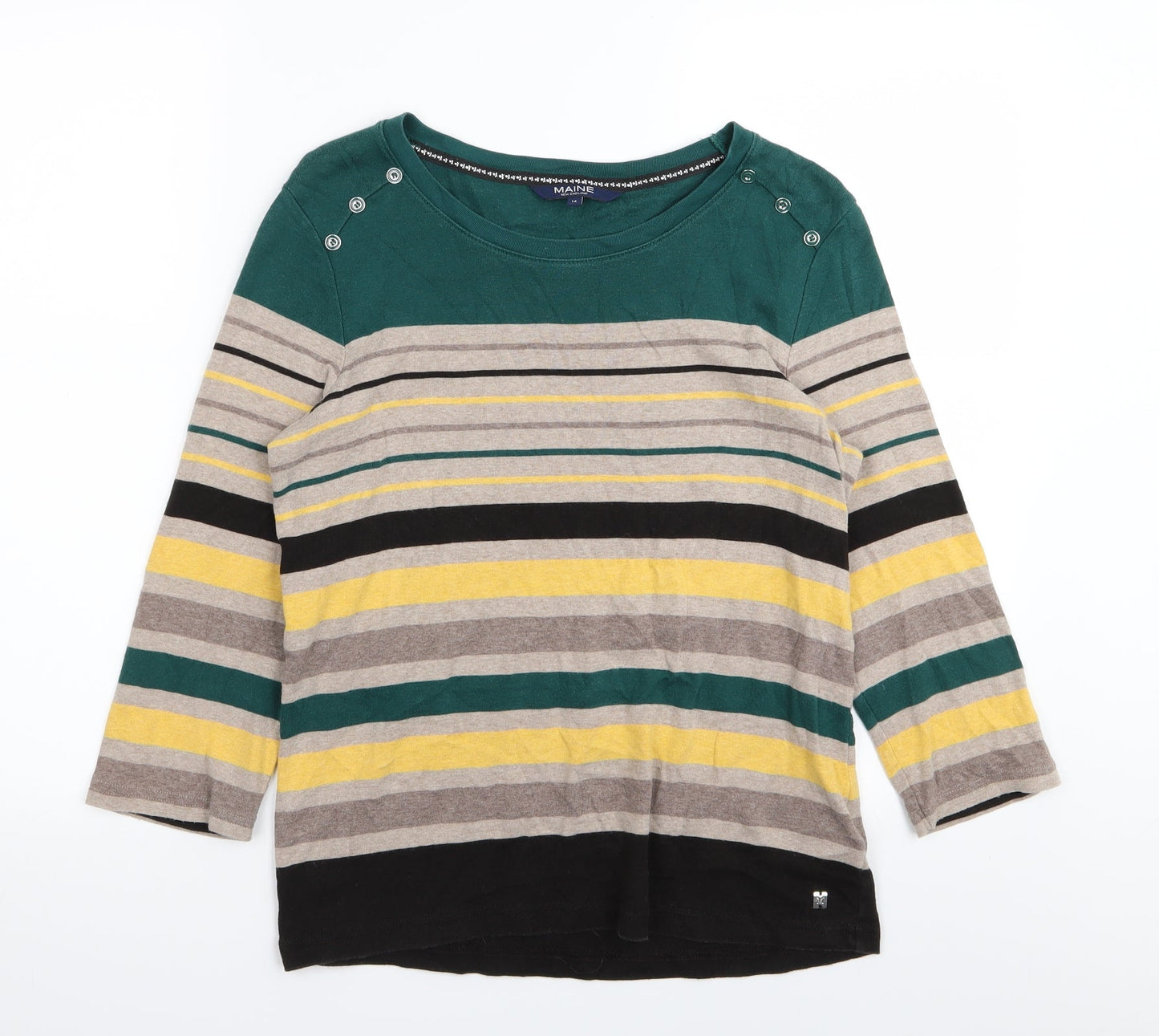 miane Womens Multicoloured Striped  Basic T-Shirt Size M