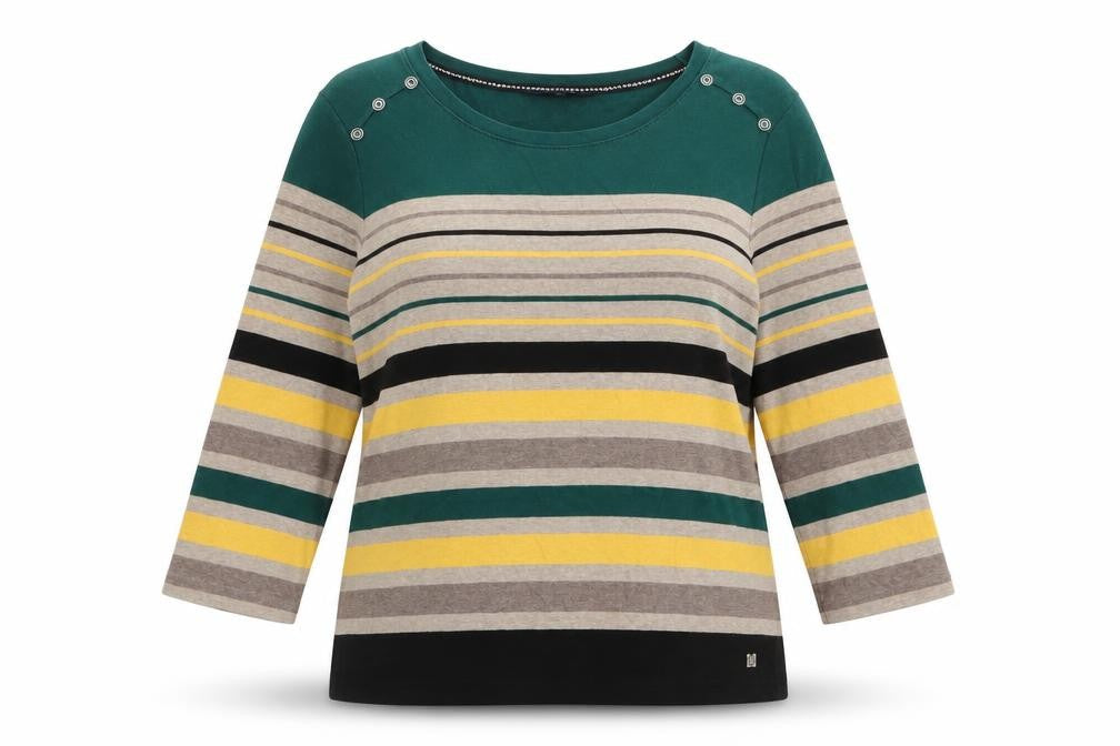 miane Womens Multicoloured Striped  Basic T-Shirt Size M