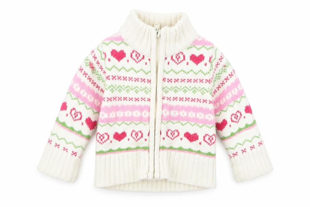 Miss Bellina Girls White Geometric Knit Jacket Coatigan Size 3-6 Months
