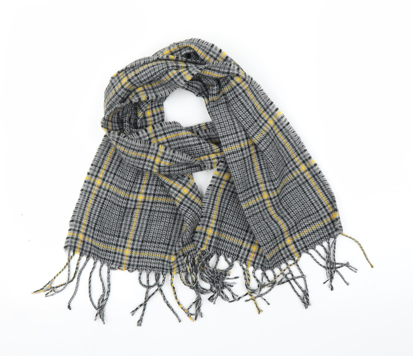Preworn Unisex Grey Plaid   Scarf