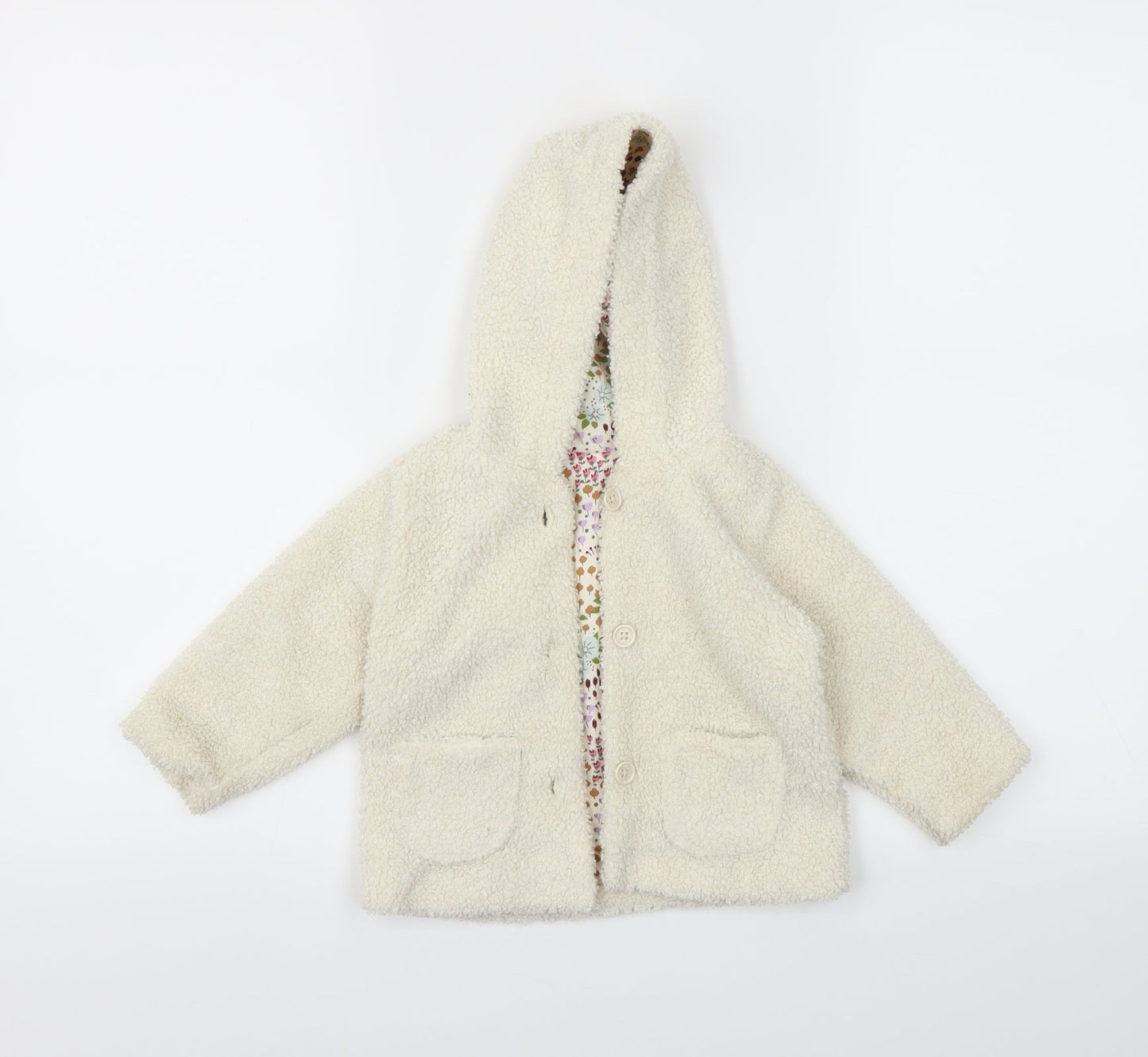 M&S Girls Ivory Animal Print  Basic Jacket Jacket Size 12 Months