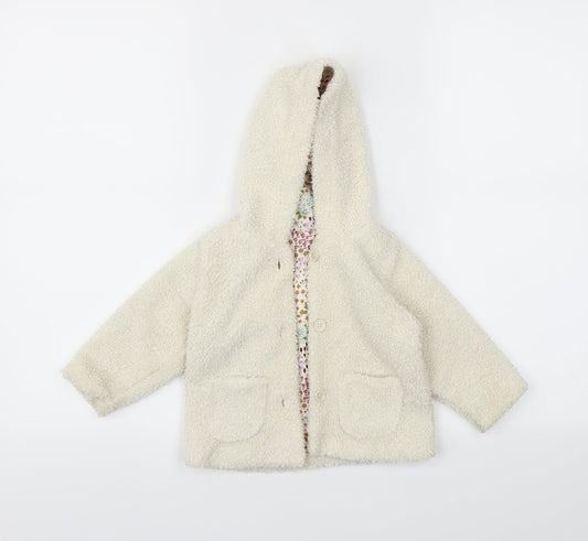 M&S Girls Ivory Animal Print  Basic Jacket Jacket Size 12 Months
