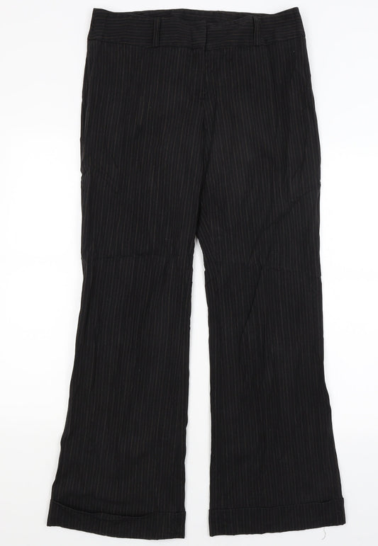 Dorothy Perkins Womens Black Striped  Dress Pants Trousers Size 14 L30 in