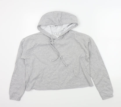 Additional front view of Just hoods women’s grey colourblock pullover hoodie, size M