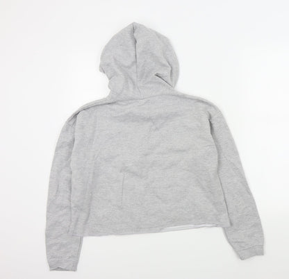 Back view of Just hoods women’s grey colourblock pullover hoodie, size M