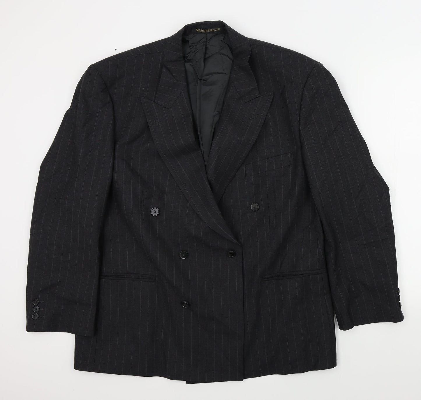 M&S Mens Grey Striped  Jacket Suit Jacket Size 44
