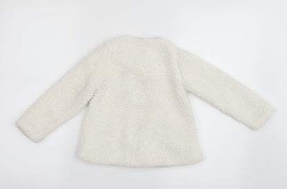 Back view of Tu girls’ white basic coat coat, size 2-3, years