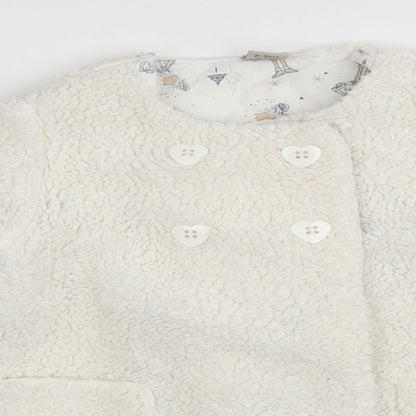 Close-up detail of Tu girls’ white basic coat coat, size 2-3, years