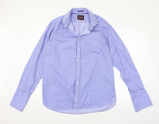 Sartorio Mens Blue Striped   Button-Up Size 16.5