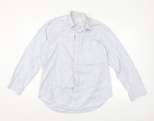 llyod attree & smith Mens Silver Check   Button-Up Size 16  - washable mark