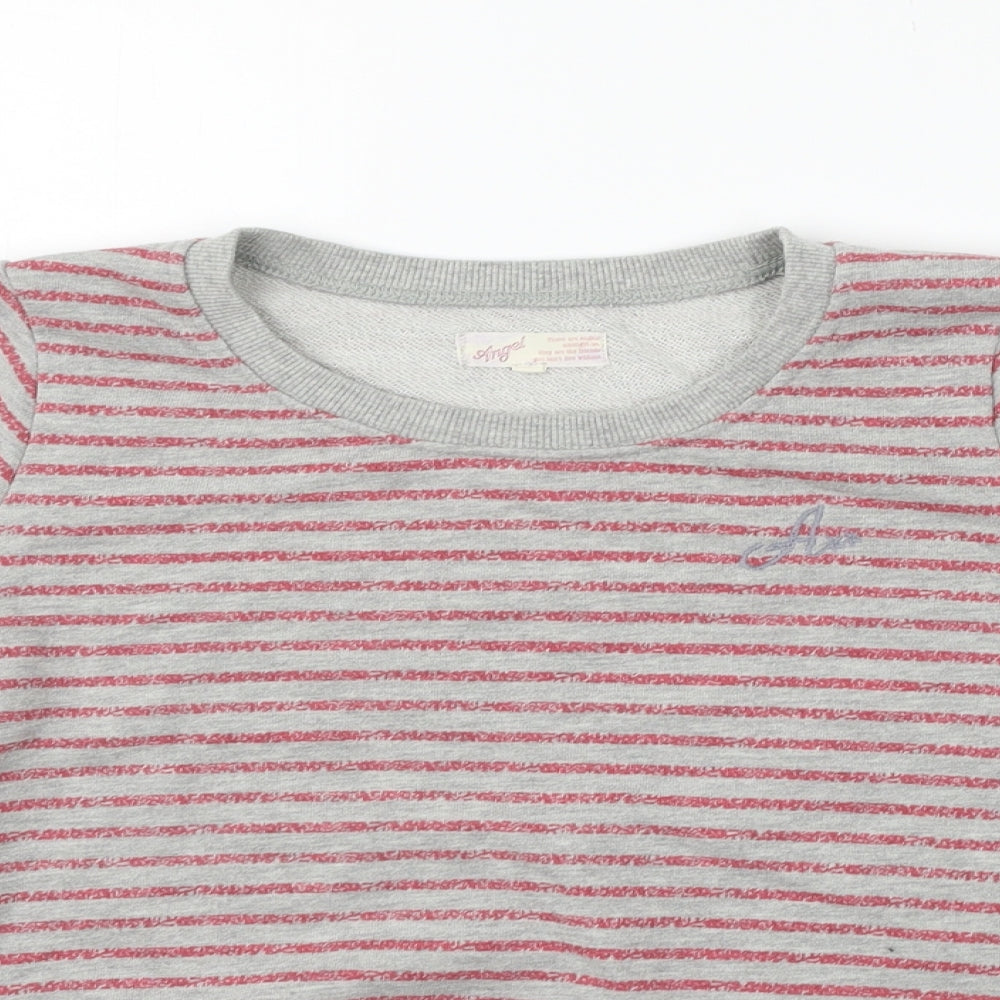 Angel Womens Grey Striped  Pullover Jumper Size XS