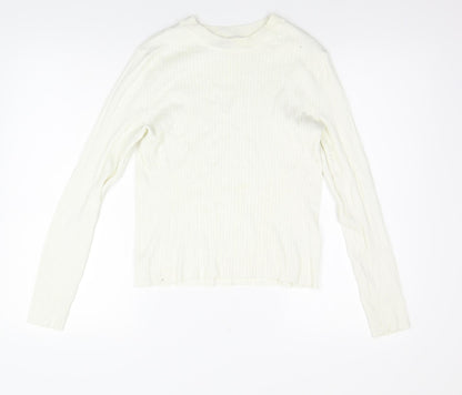 Additional front view of Divided by H&M girls’ ivory basic t-shirt, size L