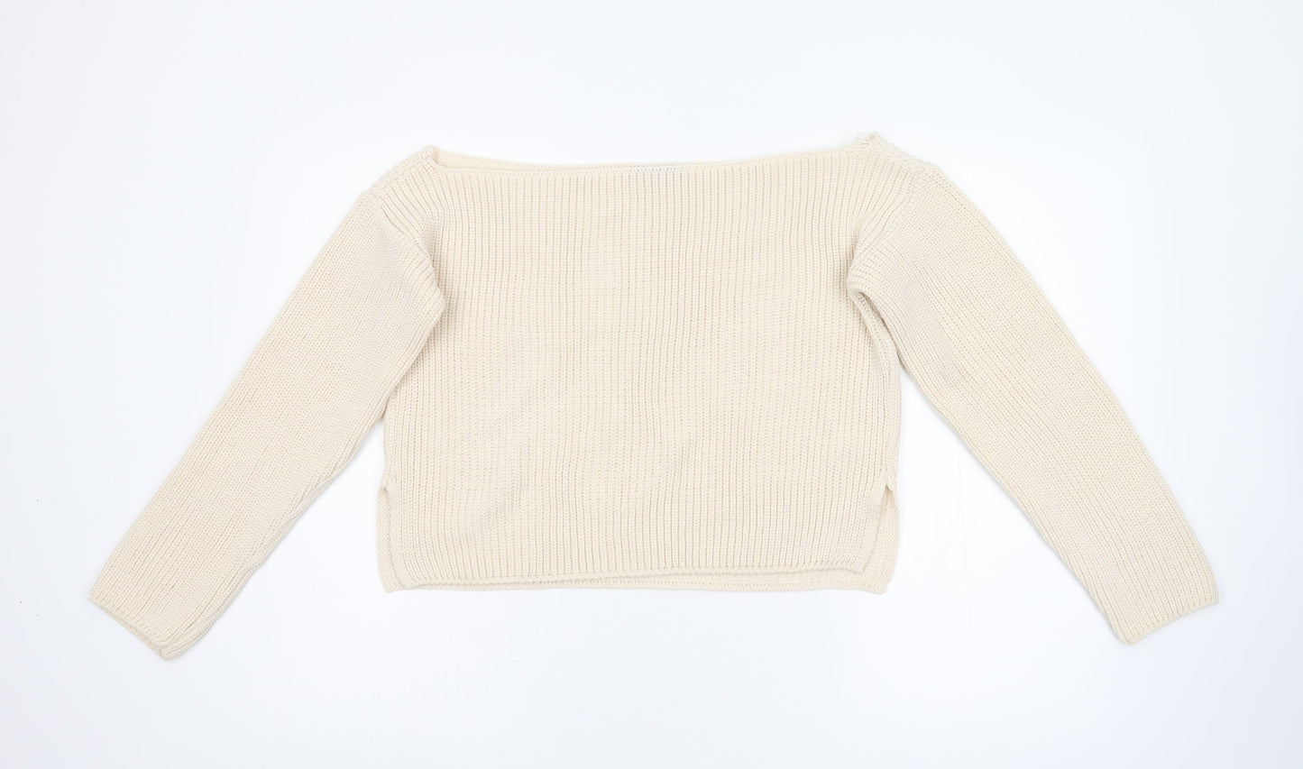 Boohoo Womens Beige  Knit Pullover Jumper Size M
