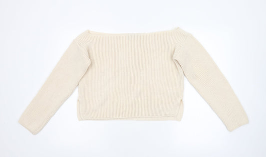 Boohoo Womens Beige  Knit Pullover Jumper Size M