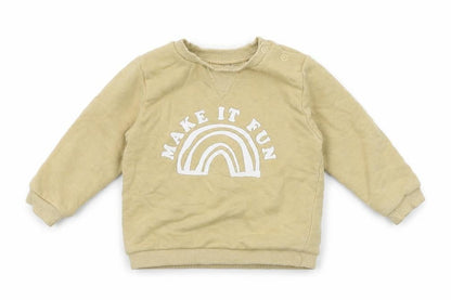 Front view of F&F girls’ beige basic, size 9-12, months