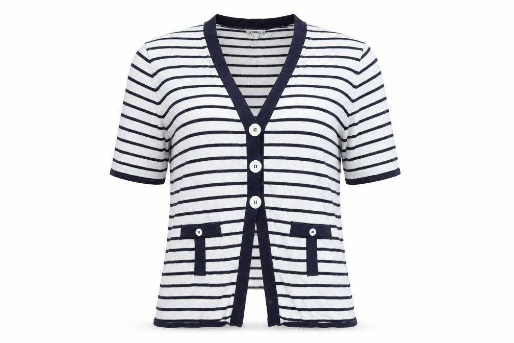 Text Womens Multicoloured Striped Knit Pullover Jumper Size L  - Mock Cardigan