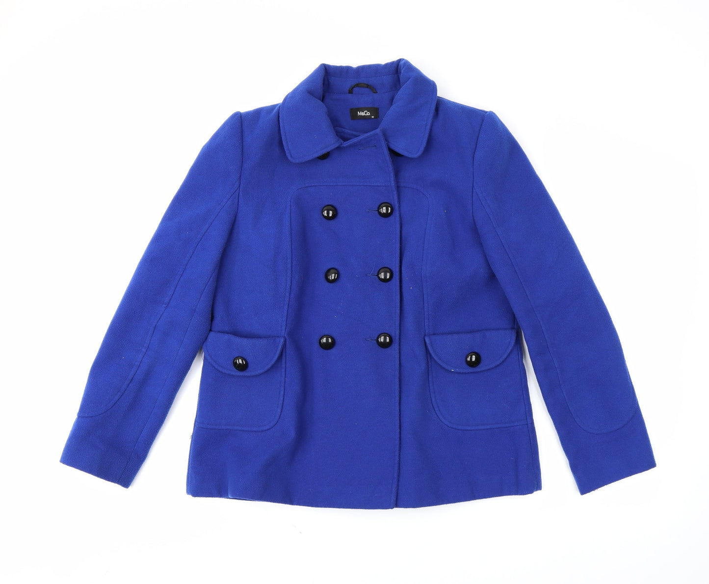 M&Co Womens Blue   Overcoat Coat Size 14