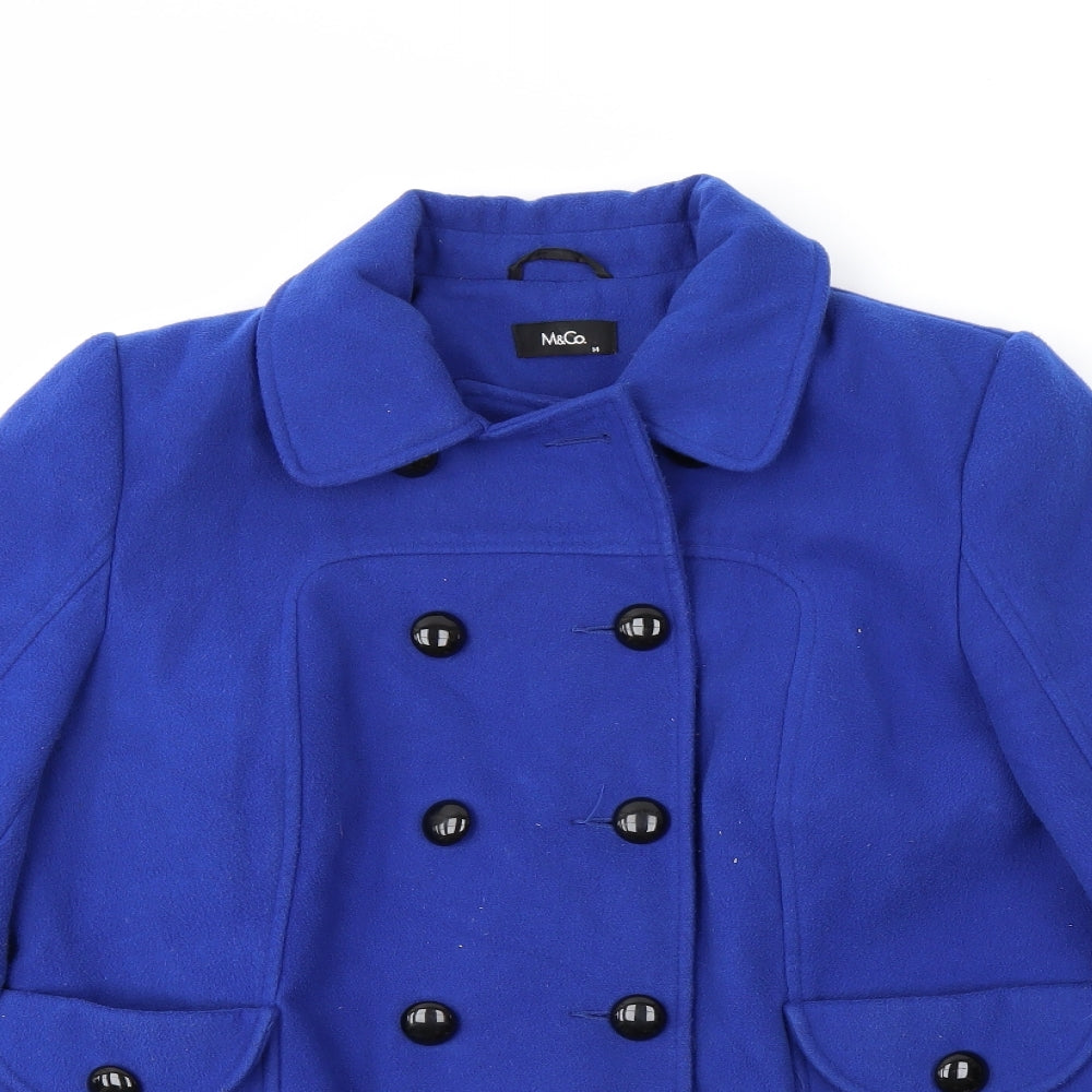M&Co Womens Blue   Overcoat Coat Size 14