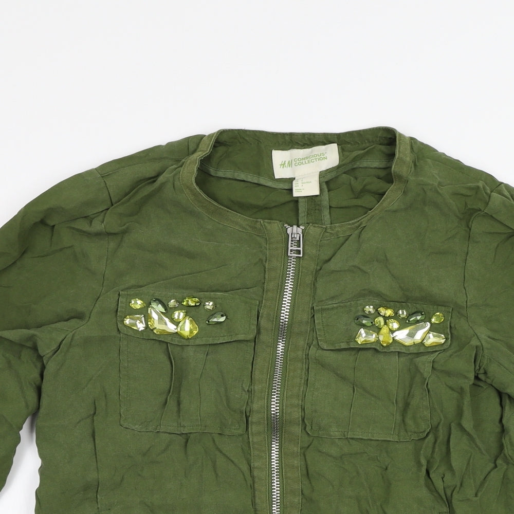 H&M Womens Green   Jacket  Size 6  - studded detail